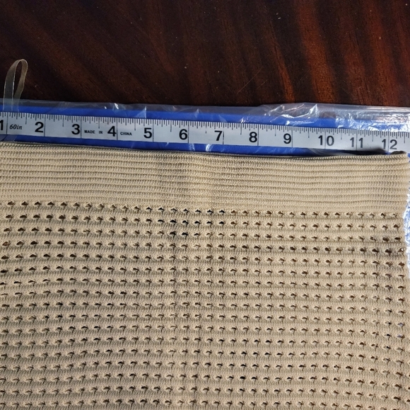 HERA COLLECTION Tan Crochet Waffle Pencil Skirt - Picture 6 of 7